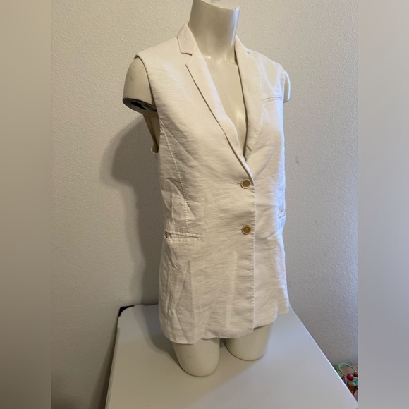 $680 Helmut Lang 2 button Linen-Blend long Vest Top 0 S - Picture 7 of 8